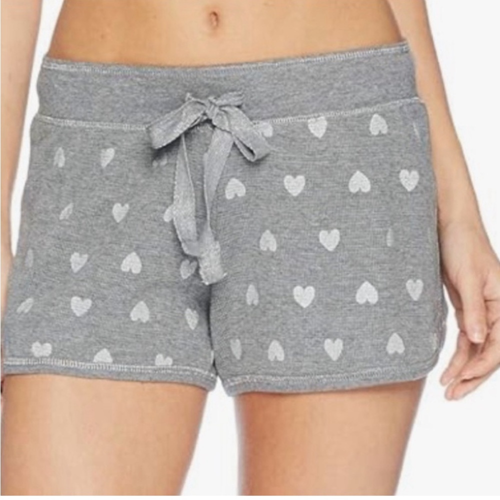 NWT P.J. SALVAGE Heather Grey Lounge Shorts With Silver Hearts Size M